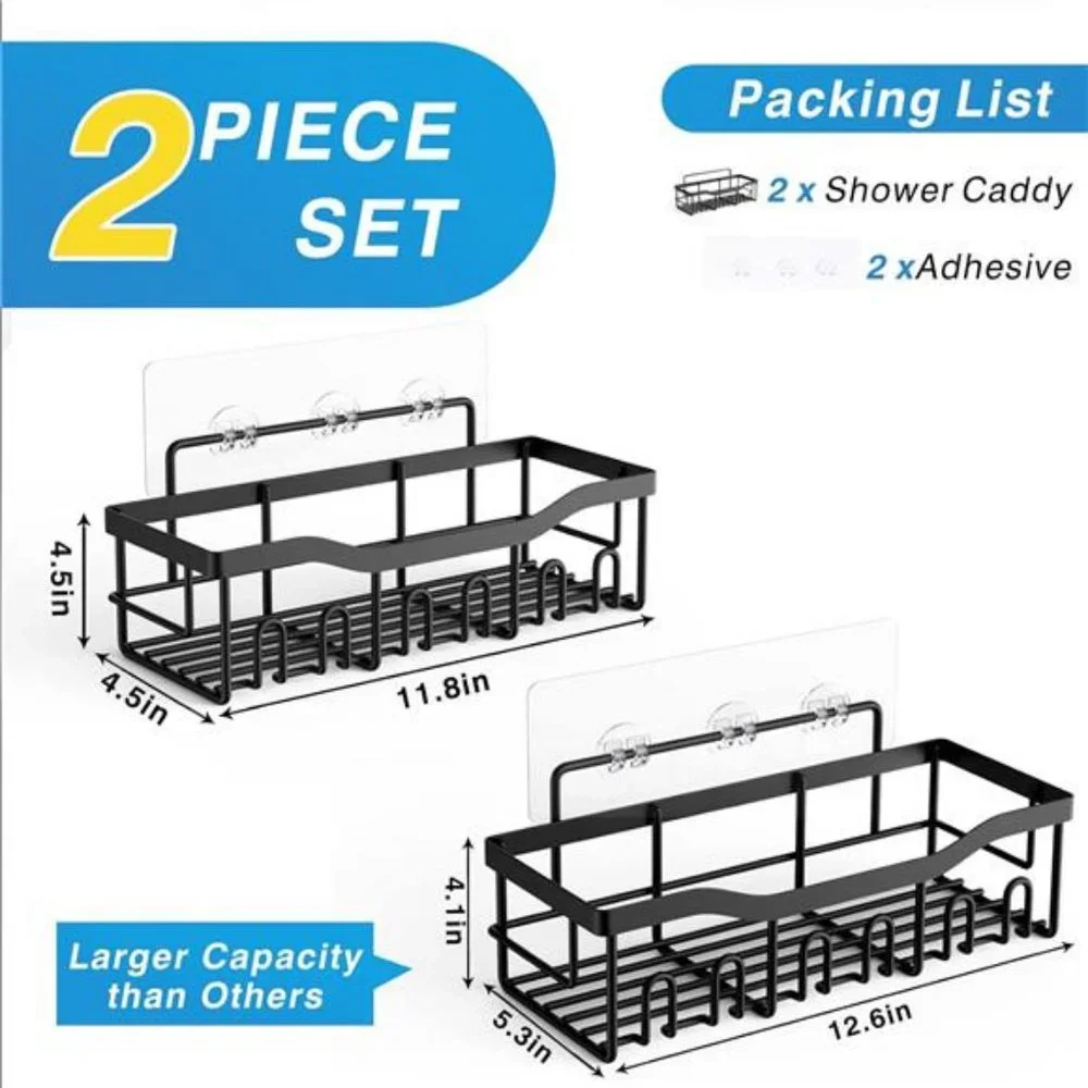 Shower Caddy 2 Pack,Adhesive Shower Organizer for Bathroom Storage